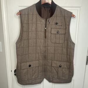 A. Tiziano Men’s Tweed Wool Blend Vest Sz XL Lined Outdoor Preppy Riding Hunting